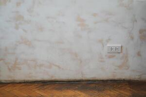 Simple background with empty thick wooden and blank cement wall, concept Space for relaxing in house photo