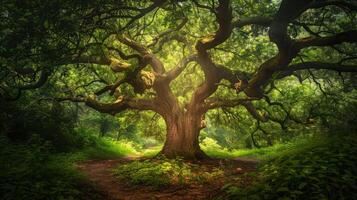 Ancient Tree in a Lush Forest photo