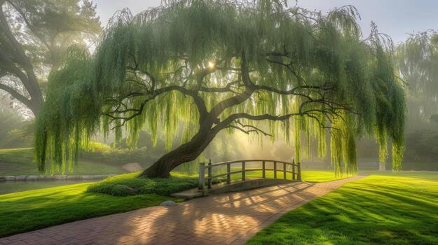 Sunbeams Through a Weeping Willow photo
