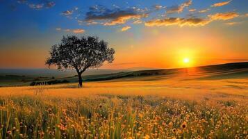 Golden Hour in a Field of Wildflowers photo