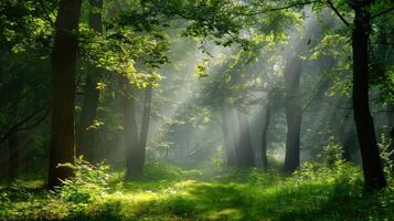 Sunbeams Through the Forest photo