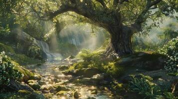 Sunlight Filtering Through the Forest Canopy photo