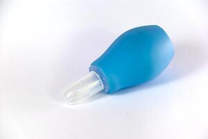 blue nasal suction device for children isolated on white photo