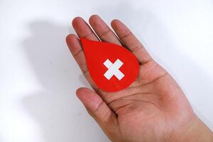 hands holding symbols of blood drops photo