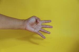 Open palm Count four with finger photo