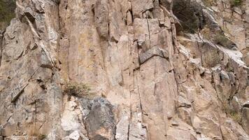 Close-up of weathered rock face showing intricate patterns and textures, geological formation, natural abstract background, climbing concept photo