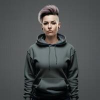 Unadorned hoodie mockup template photo