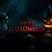 Haunted pumpkin field background photo