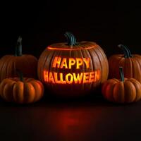 A Halloween themed backdrop with the phrase Happy Halloween. photo