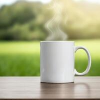 Unbranded coffee mug mockup to showcase custom artwork photo