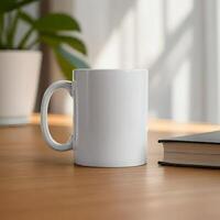 Minimalist blank coffee mug mockup for personalized designs photo