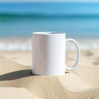 Unadorned coffee mug mockup to feature custom designs photo
