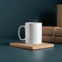 Blank canvas coffee mug mockup for custom artwork photo