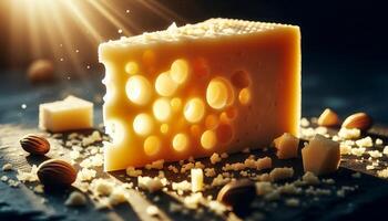 A cheese overflowing with smooth, velvety texture photo