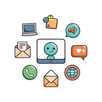 A set of icons with a smiley face on top vector