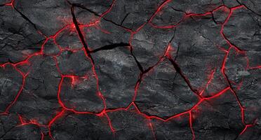 A close up of a lava rock with red lines photo