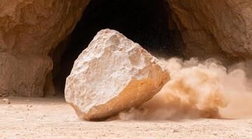 Exploding rock in a cave. . photo
