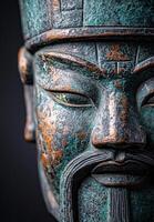 Close-up of an ornate bronze sculpture. . photo