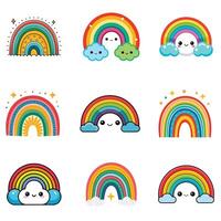 Rainbow set of icons vector