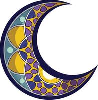 A crescent with a colorful pattern on it vector