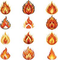 Fire flame icon set vector
