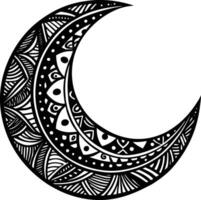 A crescent with tribal patterns on it vector
