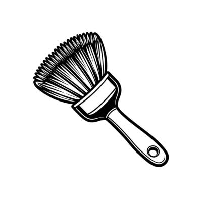 A black and white drawing of a paintbrush