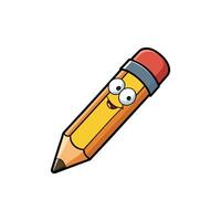 A cartoon pencil with eyes and a smile vector