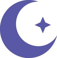 A purple crescent with a star on it vector