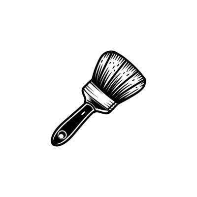 A black and white drawing of a paintbrush