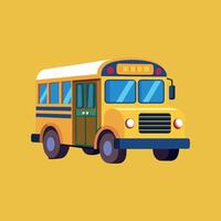 A school bus is shown on a yellow background vector