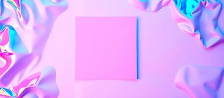 Abstract Pink and Blue Background with a Blank Pink Square photo