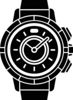 A black and white watch icon on a white background vector