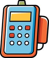 A cartoon phone with a button and a screen vector