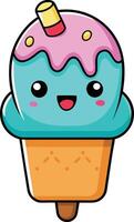 An ice cream cone with a pink and blue ice cream vector