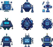 Set of robot icons in different styles vector