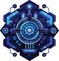 A futuristic design with a blue and black background vector
