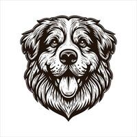 A dog head with a long beard and a long tongue vector