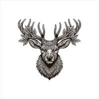 A deer head with leaves on it vector