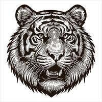 A tiger head in a woodcut style vector