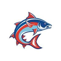 Salmon Fish Illustration With Physical Action Schooling On White Background vector