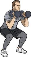 Athlete Performing Dumbbell Squat Exercise vector