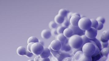 Slow motion abstract 3D render animation flying purple violet metaballs ads background business presentation medicine backdrop moving spheres dynamic wallpaper meta balls molecules particles template video