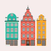 Scandinavian houses in flat style vector