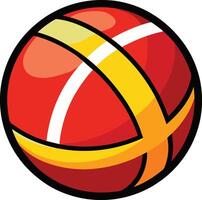 A red and yellow basketball ball with a white stripe vector