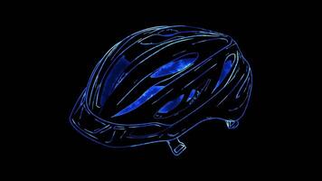 Neon frame effect, Cycling Helmet A protective helmet with ventilation holes on black background video