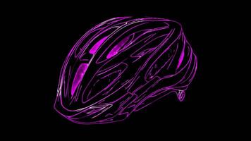 Neon frame effect, Cycling Helmet A protective helmet with ventilation holes on black background video