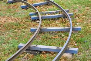 Rails and sleepers. Part of a mini railway photo