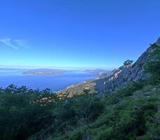 Aerial view of the Adriatic Sea coast, drone view. Croatia photo