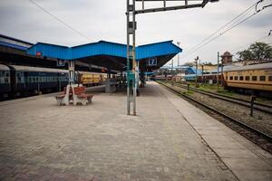 Amritsar, India, June 03 2024 - Amritsar railway station platform during morning time, Amritsar Railway station at Amritsar, Punjab railway station photo